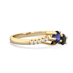 Lab Sapphire Infinity Pave Two Stone 14K Yellow Gold ring R5285