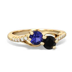 Lab Sapphire Infinity Pave Two Stone 14K Yellow Gold ring R5285