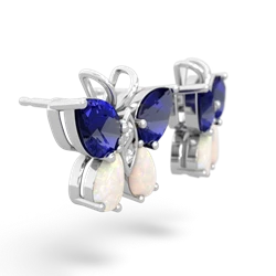 Lab Sapphire Butterfly 14K White Gold earrings E2215