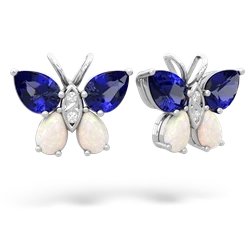 Lab Sapphire Butterfly 14K White Gold earrings E2215