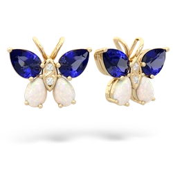 Lab Sapphire Butterfly 14K Yellow Gold earrings E2215