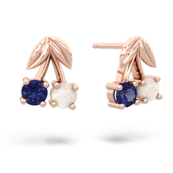 Lab Sapphire Sweet Cherries 14K Rose Gold earrings E7001