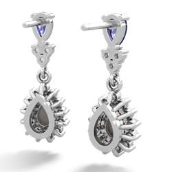 Lab Sapphire Halo Pear Dangle 14K White Gold earrings E1882