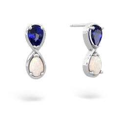 Lab Sapphire Infinity 14K White Gold earrings E5050