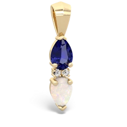 Lab Sapphire Bowtie Drop 14K Yellow Gold pendant P0865