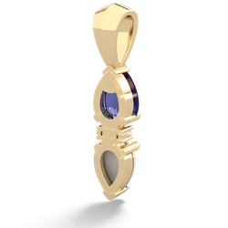 Lab Sapphire Bowtie Drop 14K Yellow Gold pendant P0865