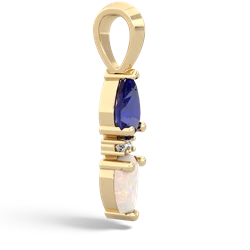 Lab Sapphire Bowtie Drop 14K Yellow Gold pendant P0865