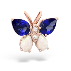 Lab Sapphire Butterfly 14K Rose Gold pendant P2215