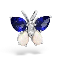 Lab Sapphire Butterfly 14K White Gold pendant P2215