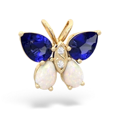 Lab Sapphire Butterfly 14K Yellow Gold pendant P2215