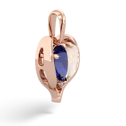 Lab Sapphire Two Become One 14K Rose Gold pendant P5330