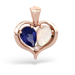 Lab Sapphire Two Become One 14K Rose Gold pendant P5330