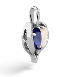 Lab Sapphire Two Become One 14K White Gold pendant P5330