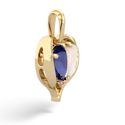 Lab Sapphire Two Become One 14K Yellow Gold pendant P5330