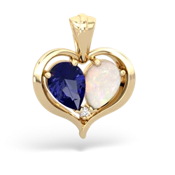 Lab Sapphire Two Become One 14K Yellow Gold pendant P5330