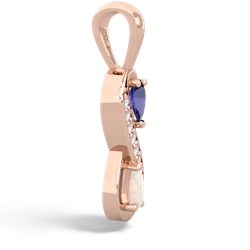 Lab Sapphire Diamond Infinity 14K Rose Gold pendant P5390