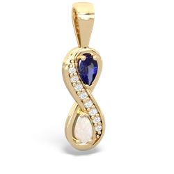 Lab Sapphire Diamond Infinity 14K Yellow Gold pendant P5390