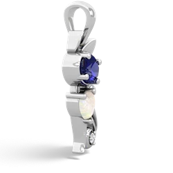 Lab Sapphire Kitten 14K White Gold pendant P5780