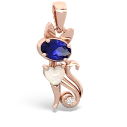 Lab Sapphire Kitten 14K Rose Gold pendant P5780