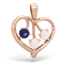 Lab Sapphire Glowing Heart 14K Rose Gold pendant P2233