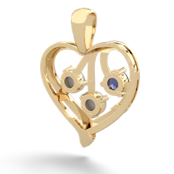 Lab Sapphire Glowing Heart 14K Yellow Gold pendant P2233