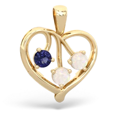 Lab Sapphire Glowing Heart 14K Yellow Gold pendant P2233