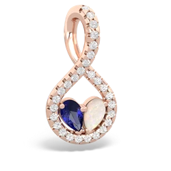 Lab Sapphire Pave Twist 'One Heart' 14K Rose Gold pendant P5360