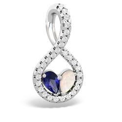 Lab Sapphire Pave Twist 'One Heart' 14K White Gold pendant P5360