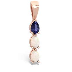 Lab Sapphire Dew Drops 14K Rose Gold pendant P2251