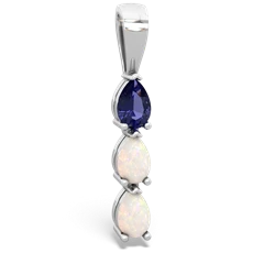 Lab Sapphire Dew Drops 14K White Gold pendant P2251