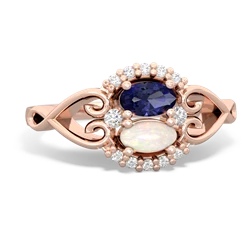 Lab Sapphire Love Nest 14K Rose Gold ring R5860