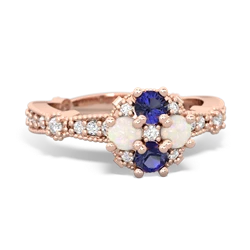 Lab Sapphire Sparkling Tiara Cluster 14K Rose Gold ring R26293RD