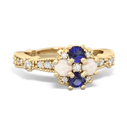 Lab Sapphire Sparkling Tiara Cluster 14K Yellow Gold ring R26293RD