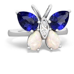 Lab Sapphire Butterfly 14K White Gold ring R2215