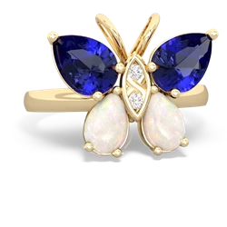 Lab Sapphire Butterfly 14K Yellow Gold ring R2215