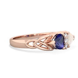 Lab Sapphire Celtic Knot Double Heart 14K Rose Gold ring R5040