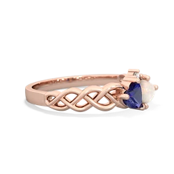 Lab Sapphire Heart To Heart Braid 14K Rose Gold ring R5870