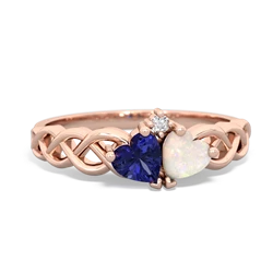 Lab Sapphire Heart To Heart Braid 14K Rose Gold ring R5870