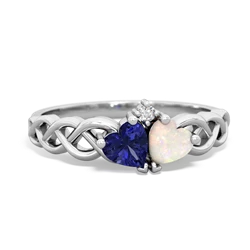 Lab Sapphire Heart To Heart Braid 14K White Gold ring R5870