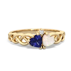 Lab Sapphire Heart To Heart Braid 14K Yellow Gold ring R5870