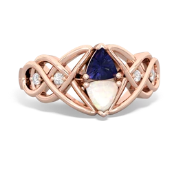 Lab Sapphire Keepsake Celtic Knot 14K Rose Gold ring R5300