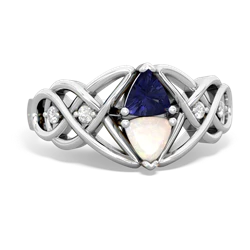 Lab Sapphire Keepsake Celtic Knot 14K White Gold ring R5300