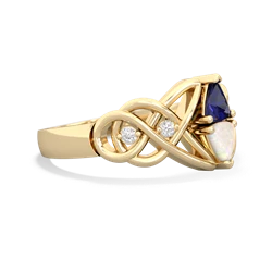 Lab Sapphire Keepsake Celtic Knot 14K Yellow Gold ring R5300