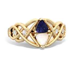 Lab Sapphire Keepsake Celtic Knot 14K Yellow Gold ring R5300