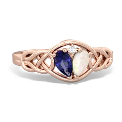 Lab Sapphire Celtic Love Knot 14K Rose Gold ring R5420