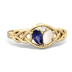 Lab Sapphire Celtic Love Knot 14K Yellow Gold ring R5420