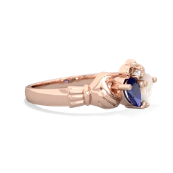 Lab Sapphire 'Our Heart' Claddagh 14K Rose Gold ring R2388