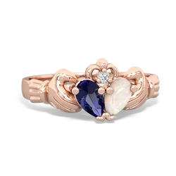 Lab Sapphire 'Our Heart' Claddagh 14K Rose Gold ring R2388