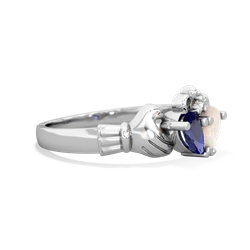 Lab Sapphire 'Our Heart' Claddagh 14K White Gold ring R2388