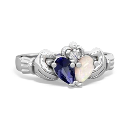 Lab Sapphire 'Our Heart' Claddagh 14K White Gold ring R2388